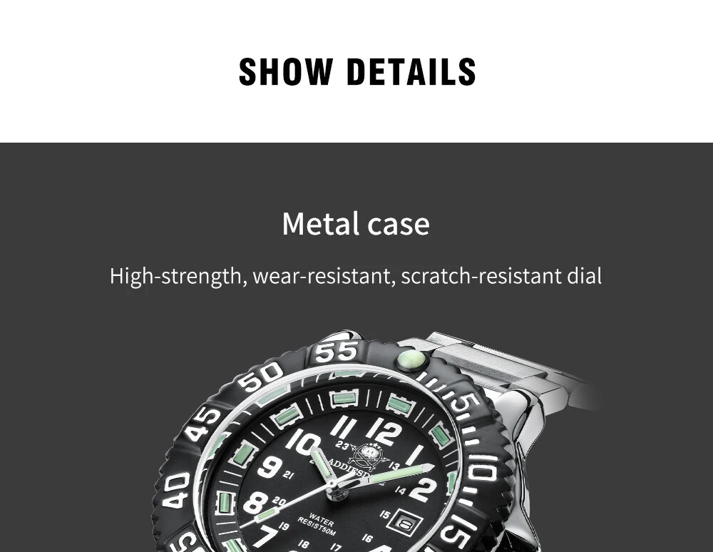 Military Men’s Watch Aidis Blue Green Luminous Waterproof Quartz Stainless Steel