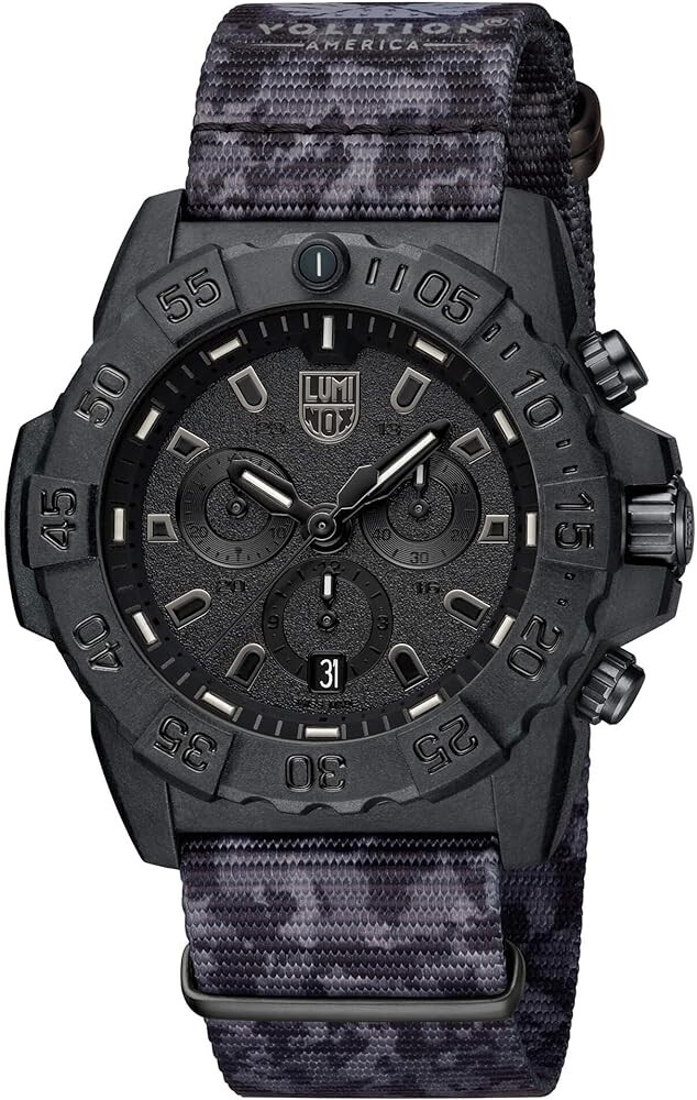 Luminox Men’s 45mm Volition Navy Seal Chronograph Black/Gray Camouflage Watch