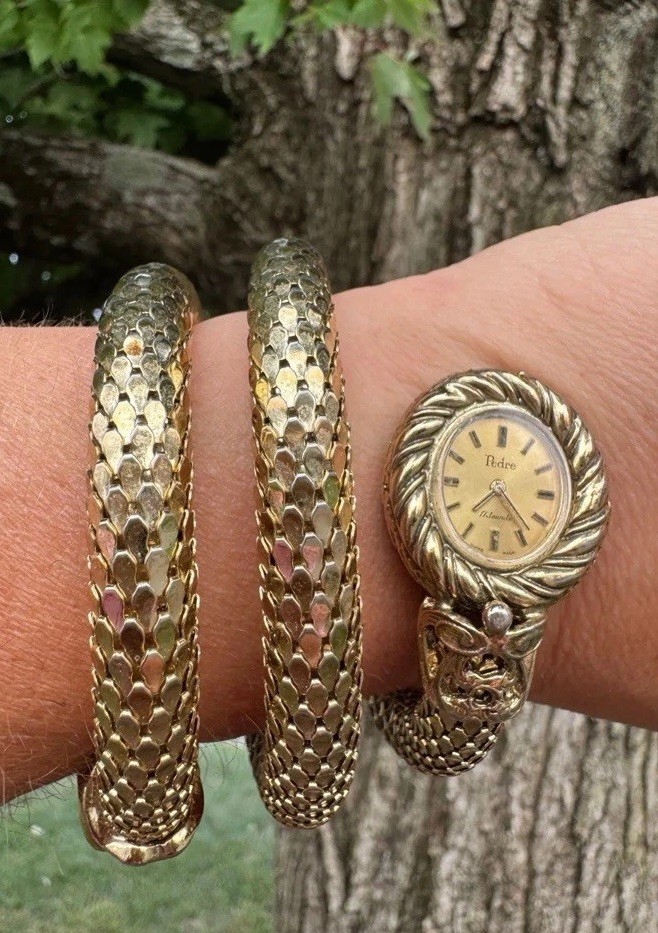 Vintage Pedre Swiss 17 Jewels~Zoomorphic Wraparound Ram-Snake Watch