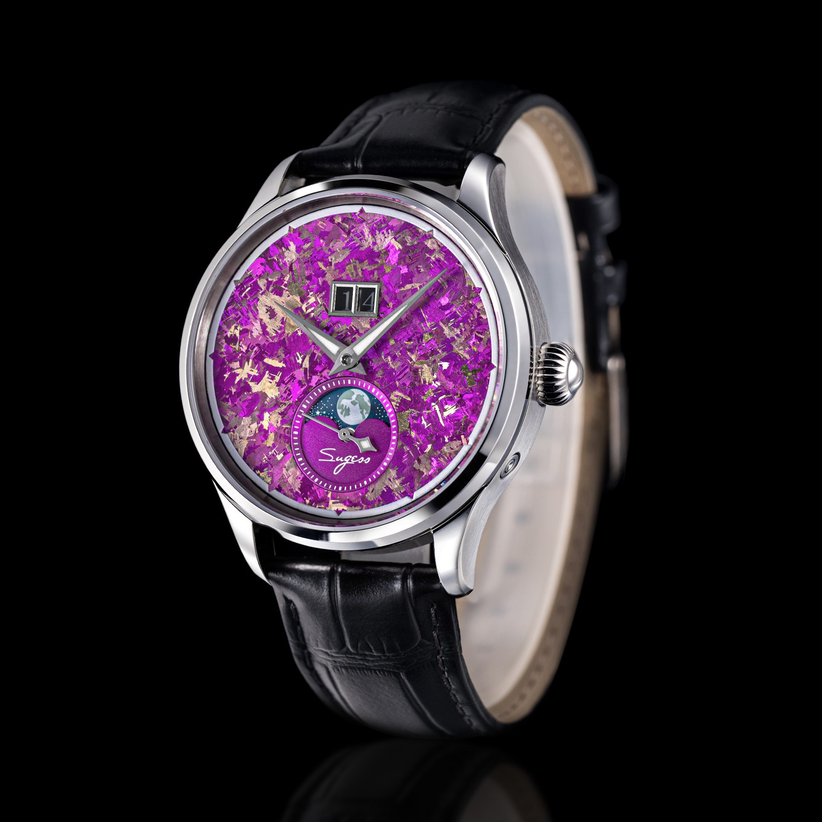 Sugess MoonPhase Master Crystallized Titanium Mens Watch Seagull 1963 S401.ZP