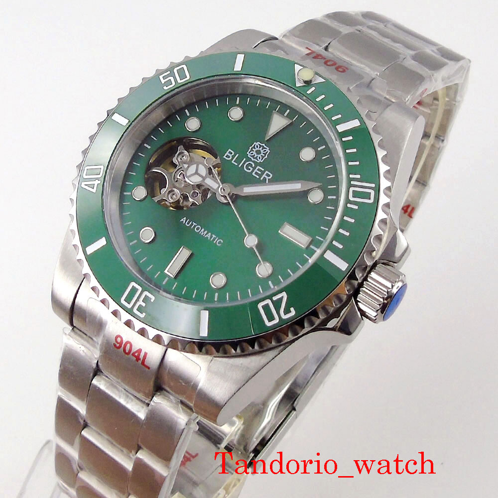 BLIGER 40mm Black Blue Grey Green Dial Sapphire Crystal NH38 Automatic Men Watch