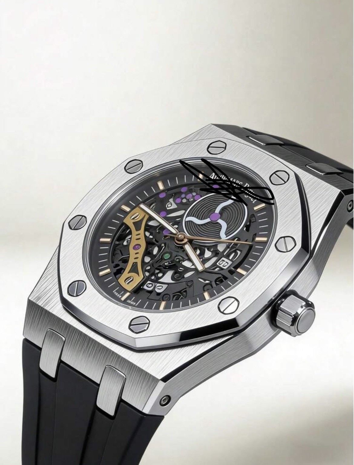1pc Waterproof Casual Mens Luminous Hallow Mechanical Watch – Stainless Steel
