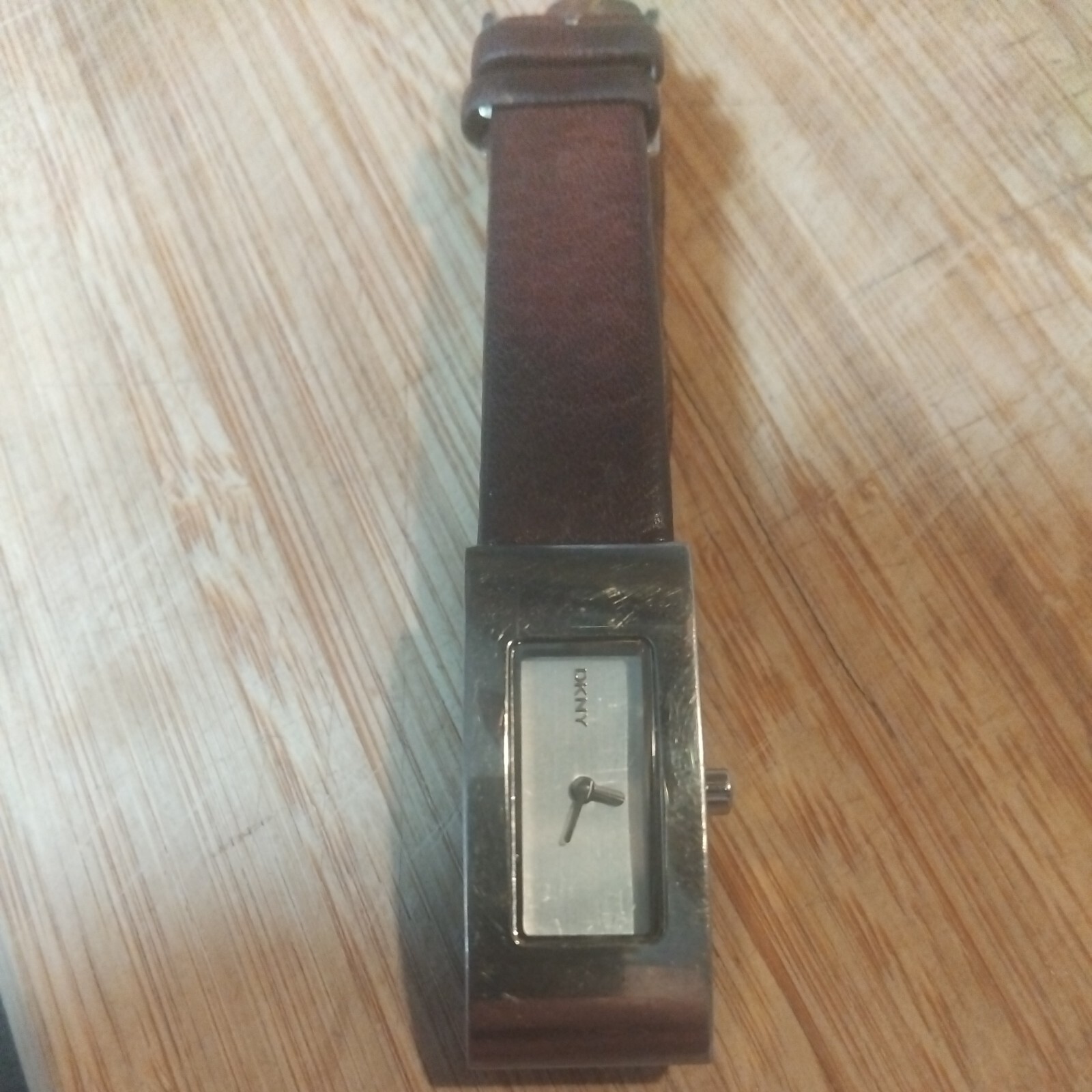Ladies DKNY stainless Steel Watch With Brown Leather Strap
