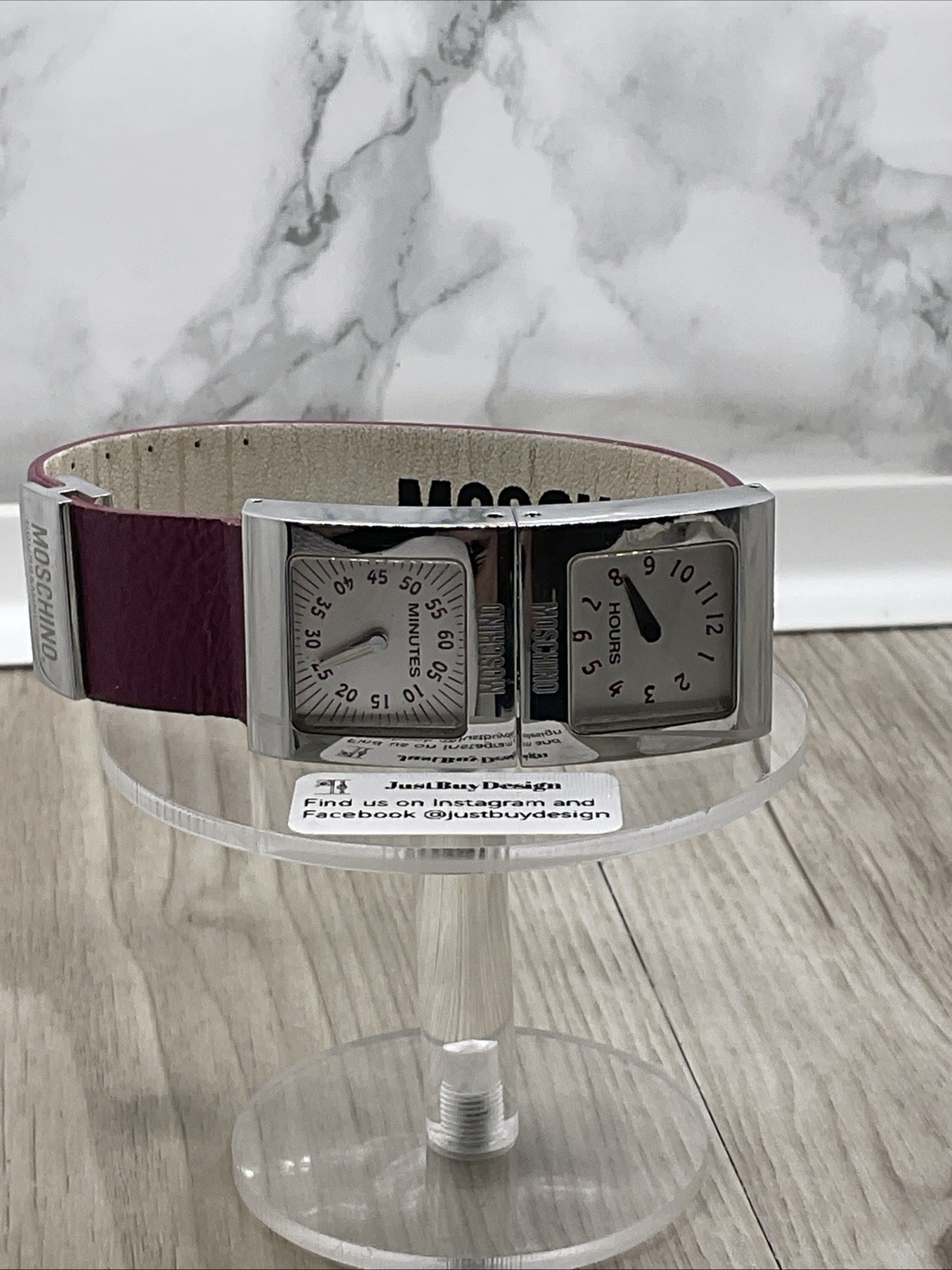 MOSCHINO Hours & Minutes Double Faced Watch. Incredible Design. Steel & Leather.