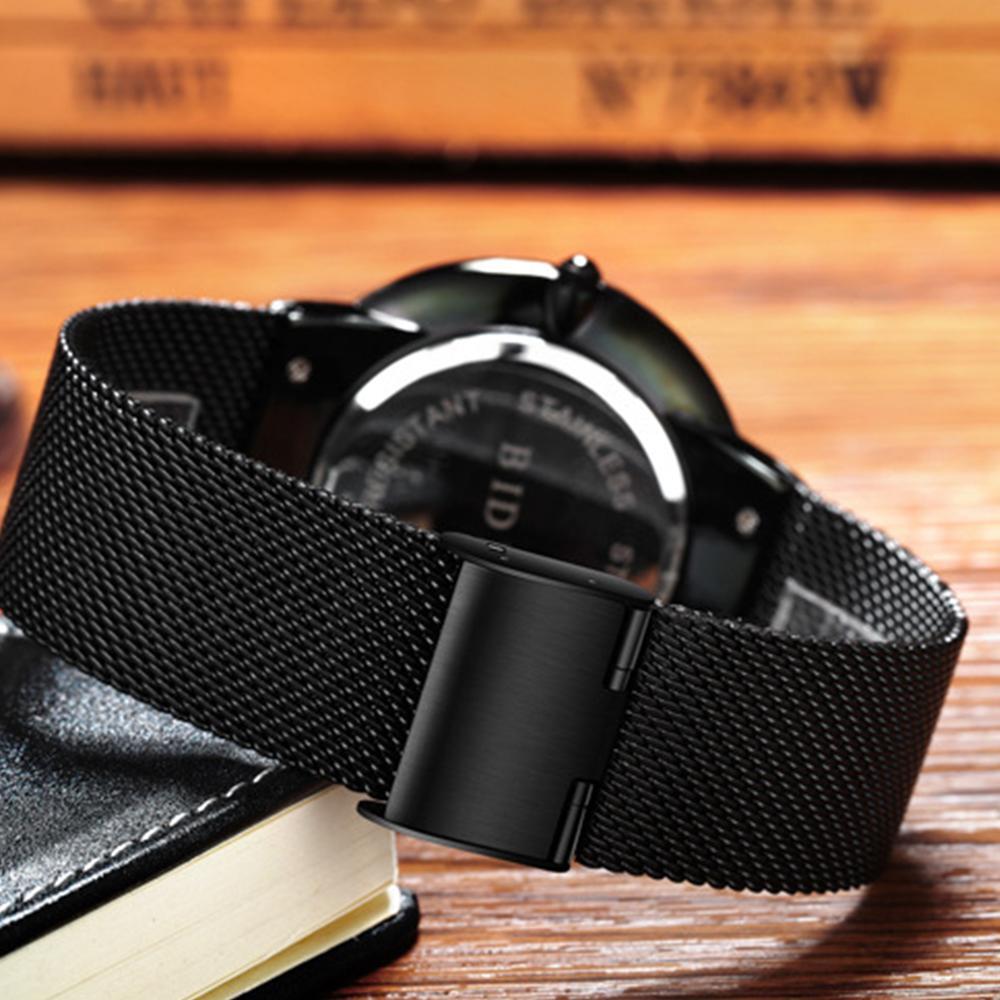 Biden Mens Quartz Watch Waterproof Calendar Wristwatch Stainless Steel Mesh Band