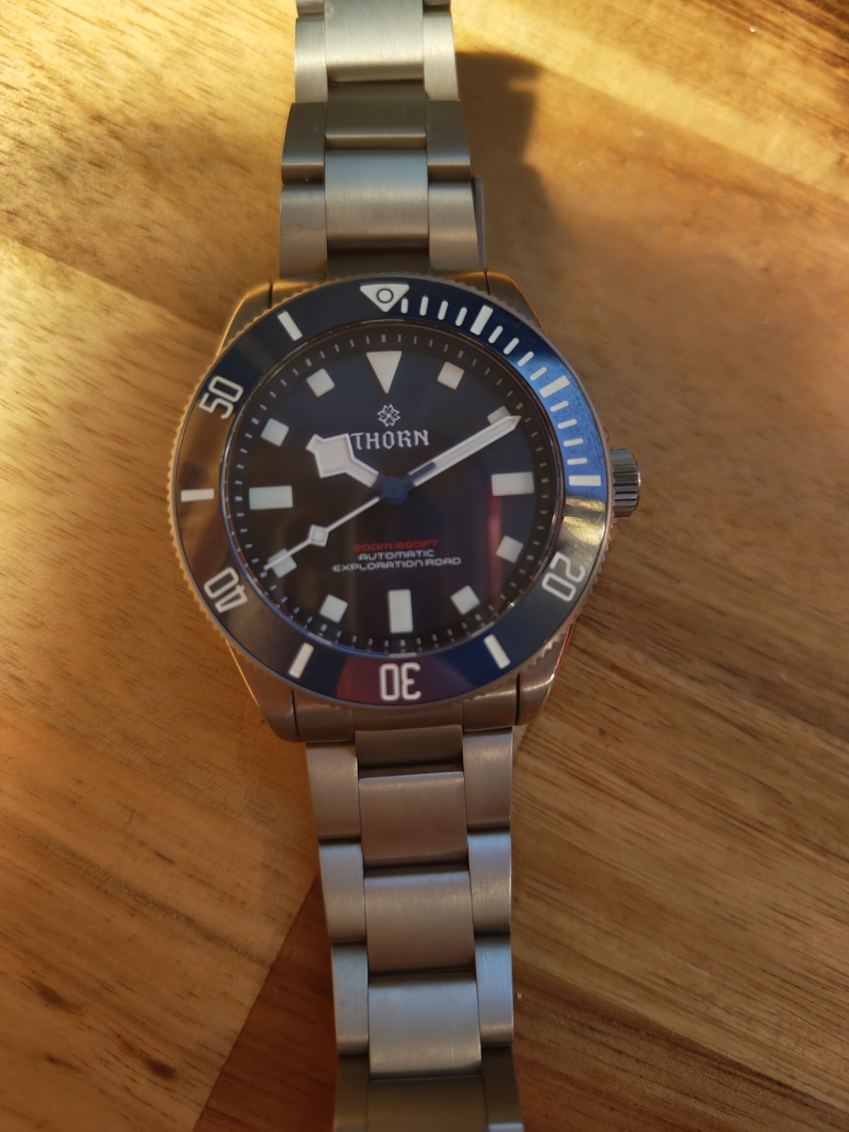 Thorn SHY036 Navy Blue All Titanium Diver 39mm Lume Blocks & no tools fitting