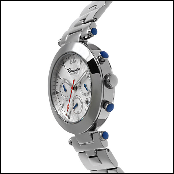 ROUSSEAU ALLEGRETTO MEN’S 22J AUTOMATIC WATCH NEW $995 SILVER DIAL