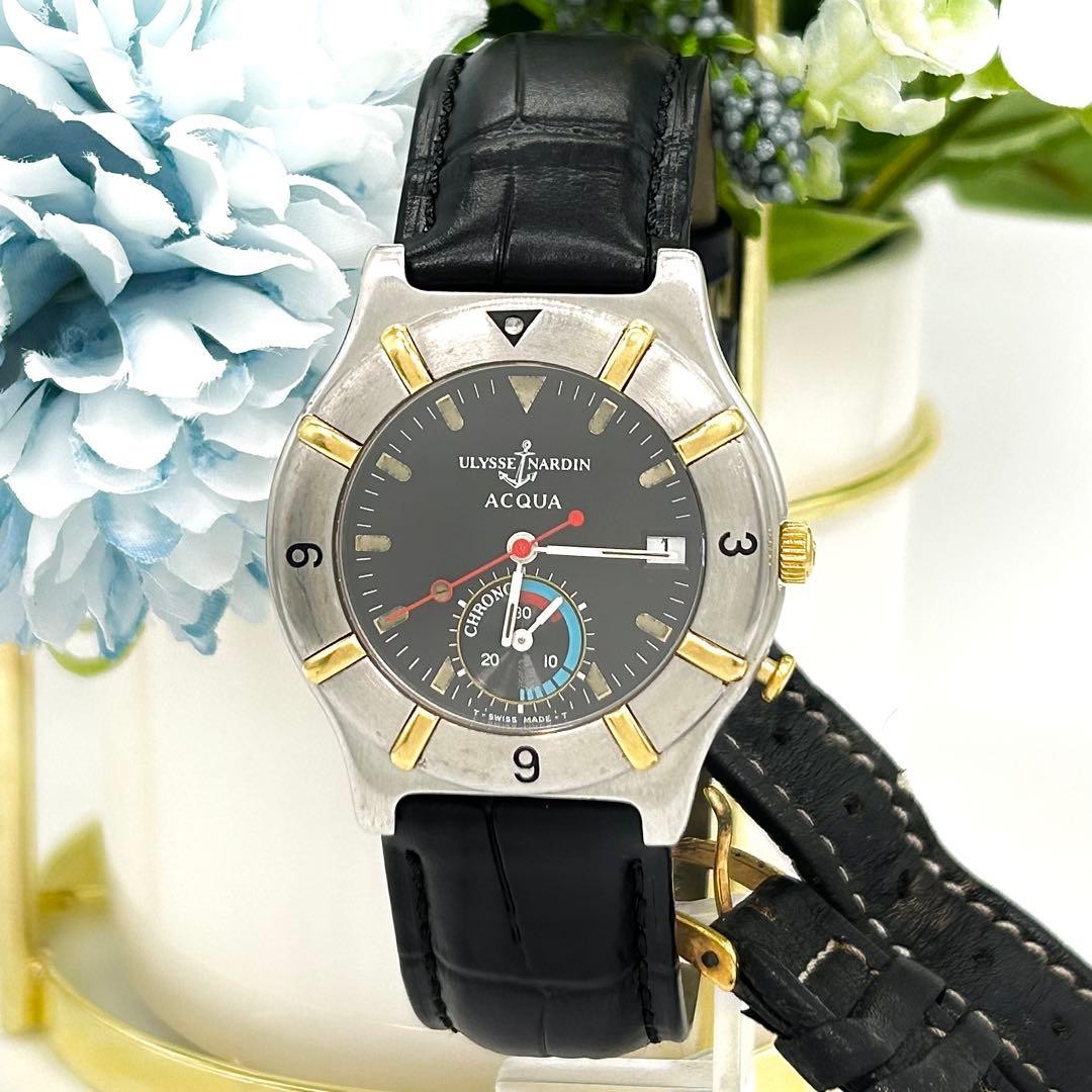 Ulysse Nardin 194.26 Vintage Black Quartz Wristwatch Japan Used 073383