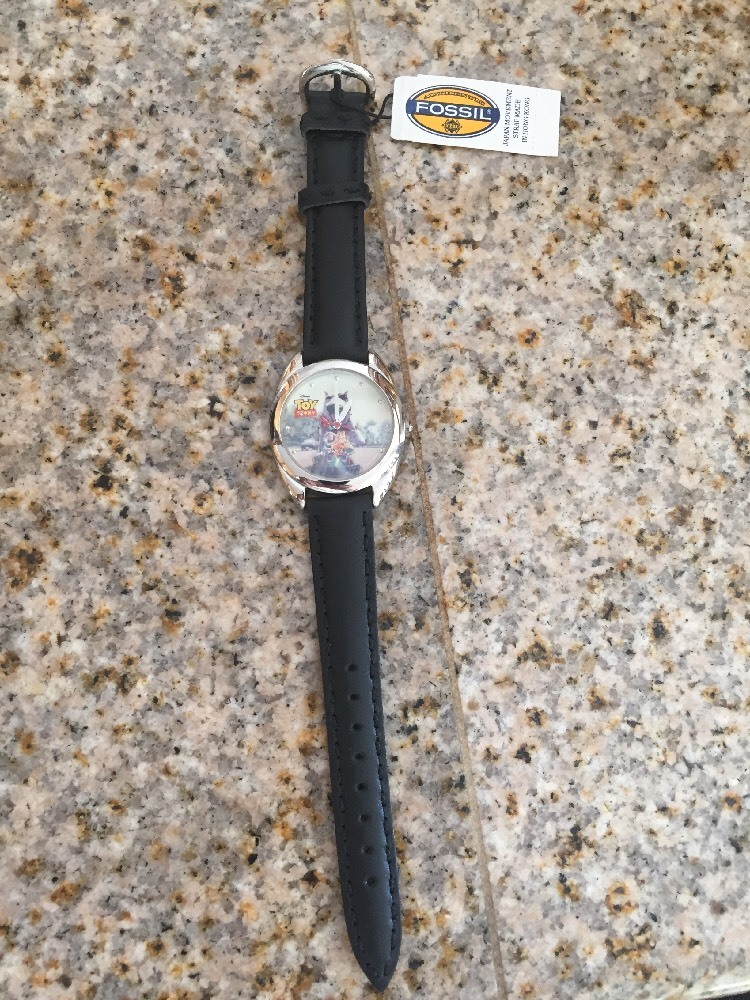 Fossil Disney Toy Story Collectible Leather Wrist Watch 1996 Buzz & Wood New