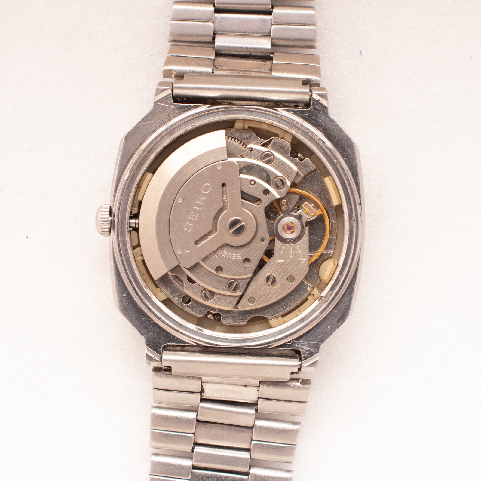 Vintage Seiko 5 Auto 6309-525J Unique Geometric Design Black Dial 1980 Men Watch