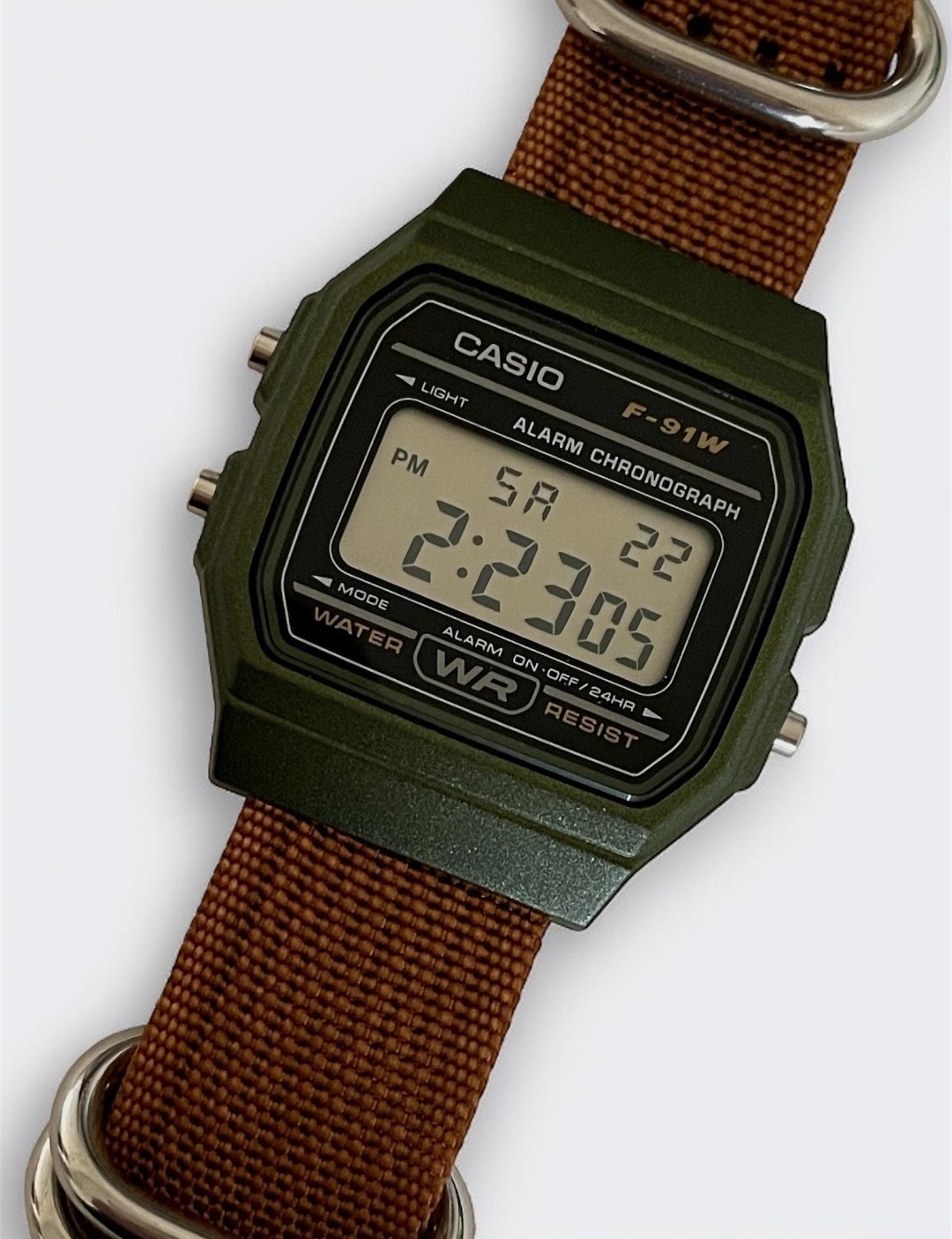 Custom Casio F-91W Green Digital Watch