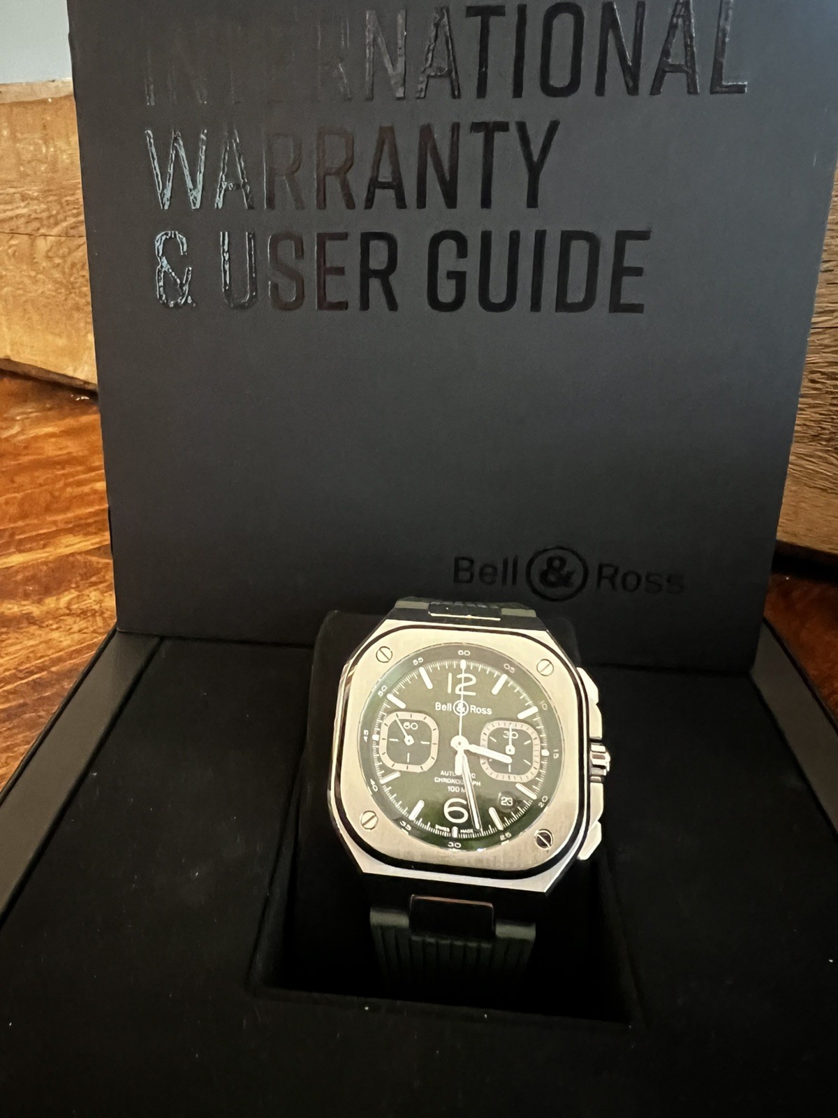 BELL&ROSS BR05 Chronograph. Green Steel BR05C-GN-ST/SRB. Excellent!!